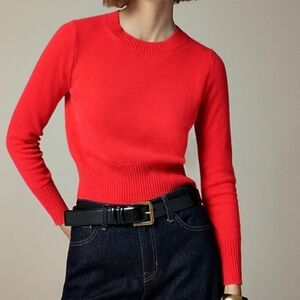J.Crew Cropped Fit Cashmere Shrunken Crewneck Sweater- Belvedere Red
